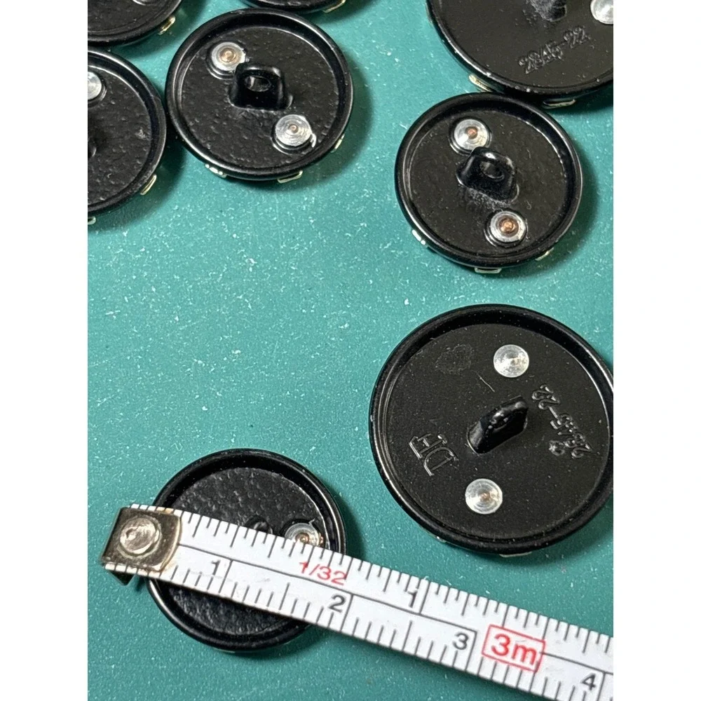 DF Black Gold Rhinestone Grid Shank Buttons Set of 11‎ Vintage Style 2845-22 16